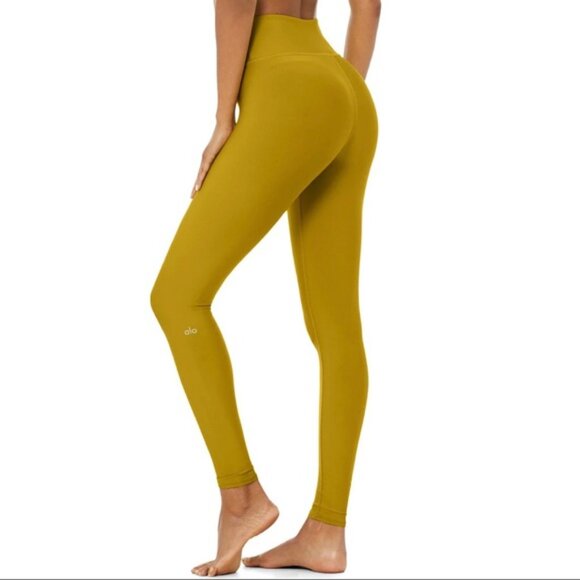 Alo Yoga High Waist Airlift Leggings Gold Yellow Medium - Picture 1 of 5